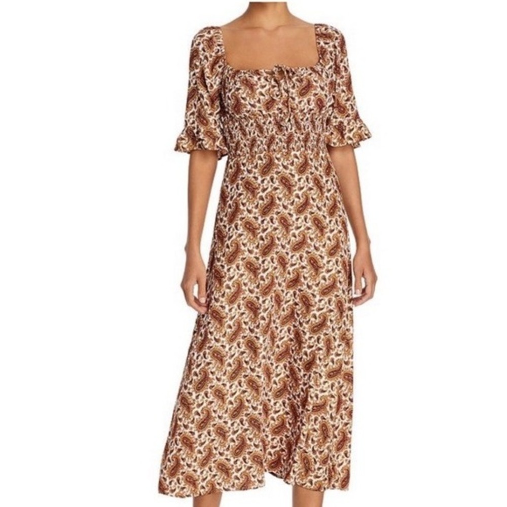 Faithfull The Brand Juniper Sable‎ Paisley Midi Dress Size 6